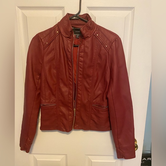 Red Faux Leather Motorcycle Jacket from Le Chateau - Picture 1 of 2